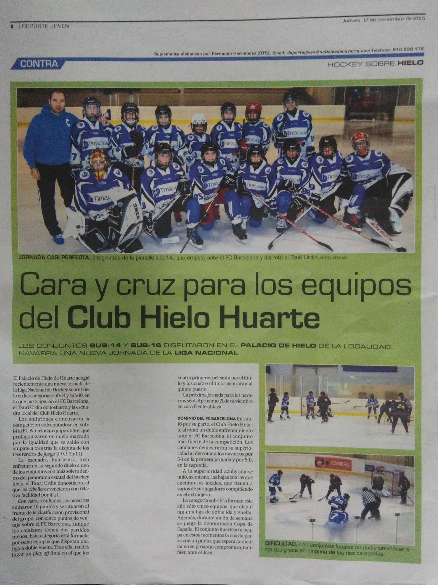 Noticias en el suplemento Deporte Joven del Diario de Noticias